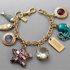 NEW Y2K COACH VINTAGE GOLD CHARM BRACELET 1-30 MADE COLLECTIBLE RARE ITEM!